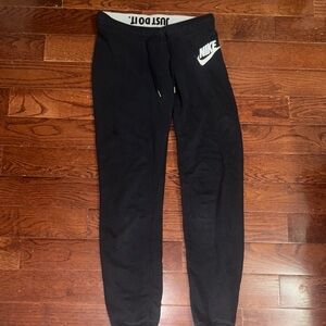 Nike Black Sweatpants Joggers with White Swoosh Logo